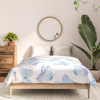 Lilac aqua blue watercolor hand painted butterfly Comforter Gallery Image 3