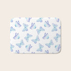 Lilac aqua blue watercolor hand painted butterfly Bath Mat Gallery Image 1