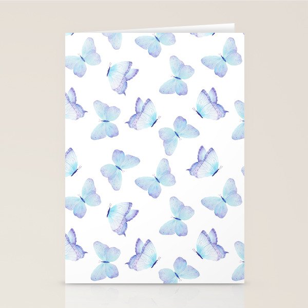 Lilac aqua blue watercolor hand painted butterfly Stationery Card Gallery Image 2