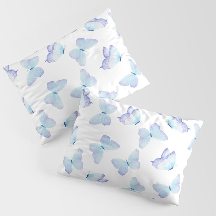 Lilac aqua blue watercolor hand painted butterfly Pillow Sham Gallery Image 1