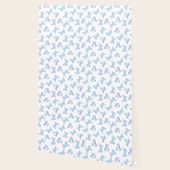 Lilac aqua blue watercolor hand painted butterfly Wallpaper Gallery Image 2