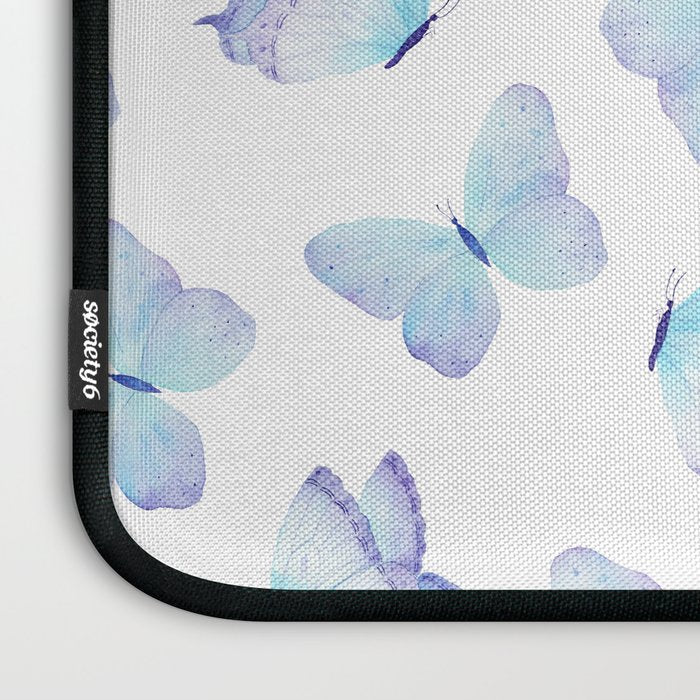 Lilac aqua blue watercolor hand painted butterfly Laptop Sleeve Gallery Image 3