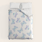 Lilac aqua blue watercolor hand painted butterfly Comforter Gallery Image 6