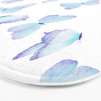 Lilac aqua blue watercolor hand painted butterfly Bath Mat Gallery Image 3