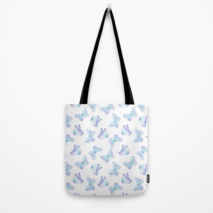 Lilac aqua blue watercolor hand painted butterfly Tote Bag Gallery Image 2