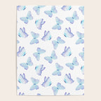 Lilac aqua blue watercolor hand painted butterfly Poster Gallery Image 4