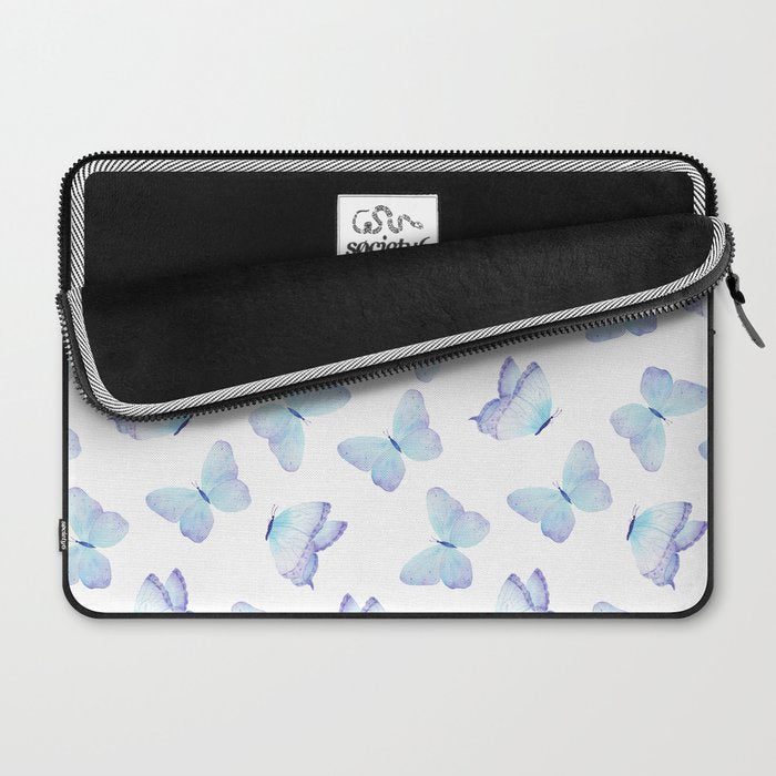 Lilac aqua blue watercolor hand painted butterfly Laptop Sleeve Gallery Image 2