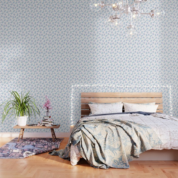 Lilac aqua blue watercolor hand painted butterfly Wallpaper Gallery Image 3