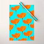 Poppies On A Turquoise Background #decor #society6 #buyart Wrapping Paper Gallery Image 1