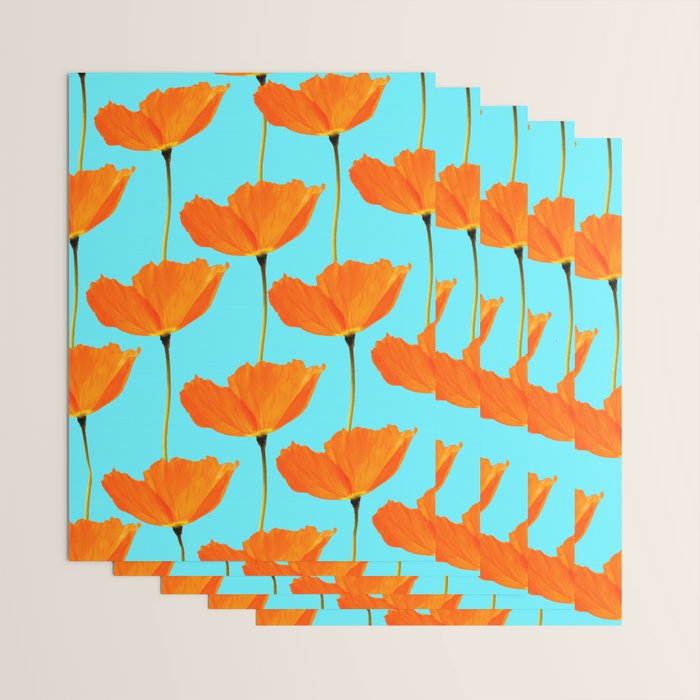 Poppies On A Turquoise Background #decor #society6 #buyart Wrapping Paper Gallery Image 3