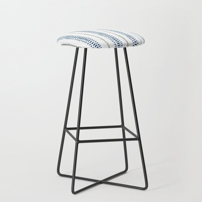 Navy Blue And Sage Green on White Stool Gallery Image 1