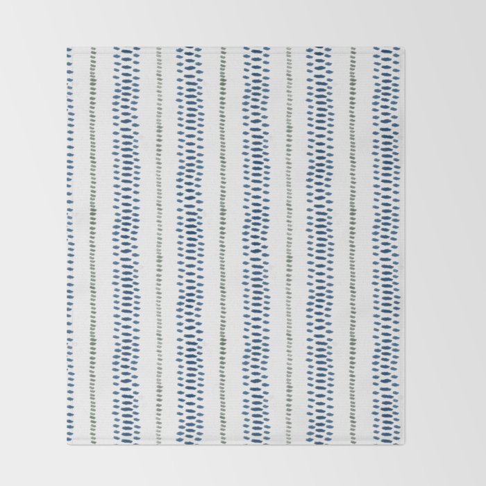 Navy Blue And Sage Green on White Throw Blanket Gallery Image 2