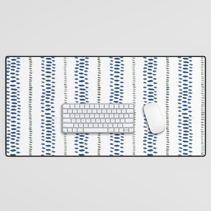 Navy Blue And Sage Green on White Desk Mat Gallery Image 1