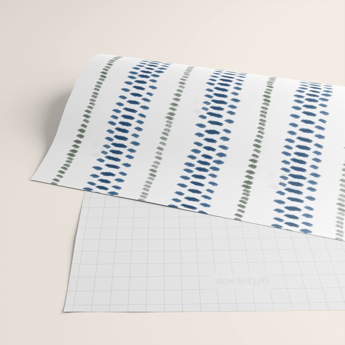 Navy Blue And Sage Green on White Wrapping Paper Gallery Image 2
