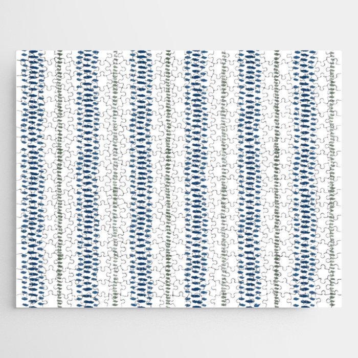 Navy Blue And Sage Green on White Jigsaw Puzzle Gallery Image 1