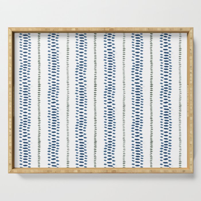 Navy Blue And Sage Green on White Serving Tray Gallery Image 1