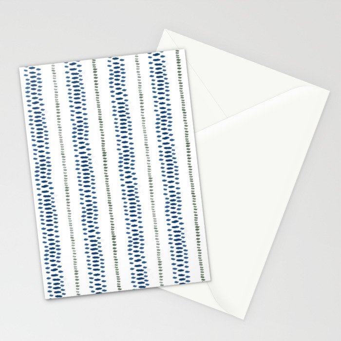 Navy Blue And Sage Green on White Stationery Card Gallery Image 2