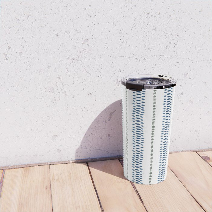 Navy Blue And Sage Green on White Travel Mug Gallery Image 4
