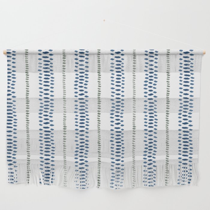 Navy Blue And Sage Green on White Wall Hanging Gallery Image 1