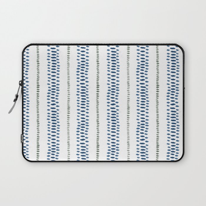 Navy Blue And Sage Green on White Laptop Sleeve Gallery Image 1