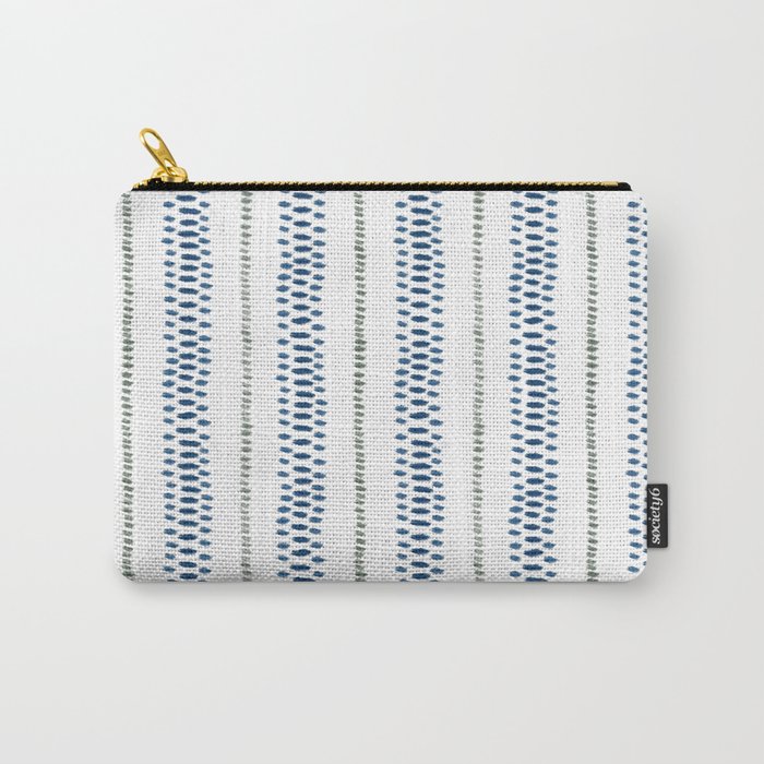 Navy Blue And Sage Green on White Carry All Pouch Gallery Image 1