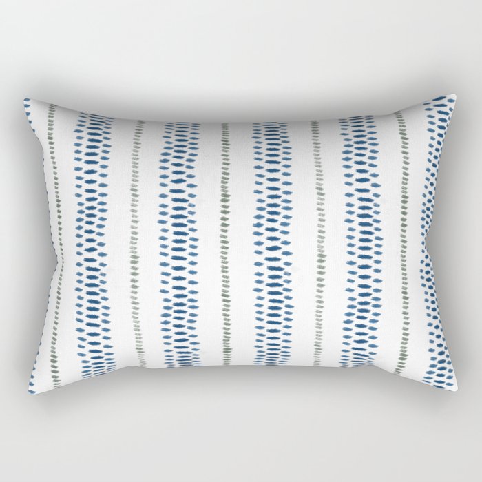 Navy Blue And Sage Green on White Rectangular Pillow Gallery Image 2