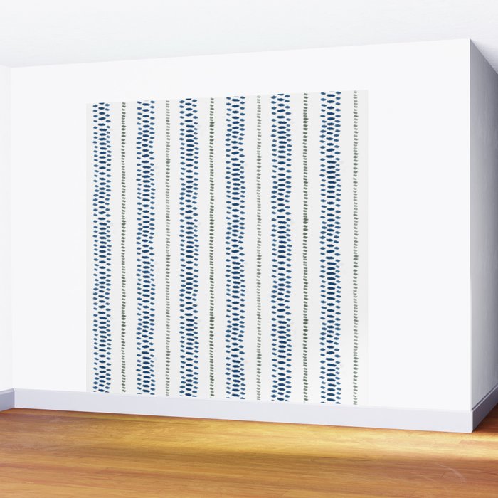 Navy Blue And Sage Green on White Wall Mural Gallery Image 2