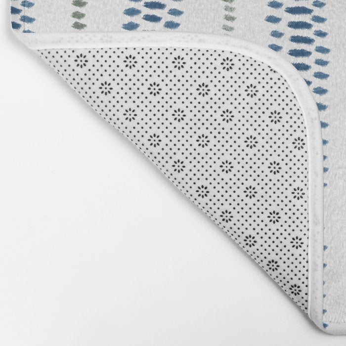 Navy Blue And Sage Green on White Bath Mat Gallery Image 2