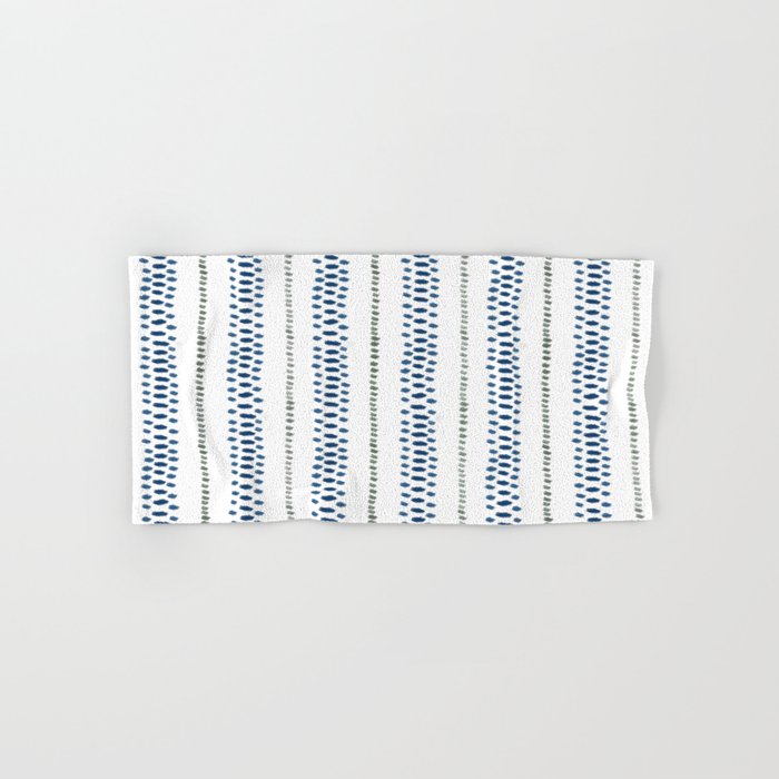 Navy Blue And Sage Green on White Bath Towel Gallery Image 1