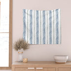 Navy Blue And Sage Green on White Wall Tapestry Gallery Image 2