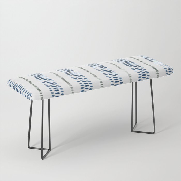 Navy Blue And Sage Green on White Bench Gallery Image 1