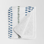 Navy Blue And Sage Green on White Throw Blanket Gallery Image 3