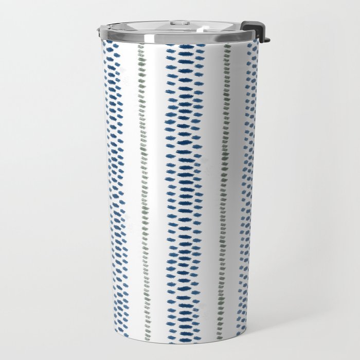 Navy Blue And Sage Green on White Travel Mug Gallery Image 2