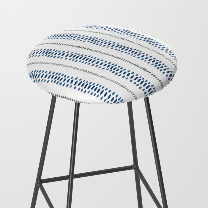 Navy Blue And Sage Green on White Stool Gallery Image 2