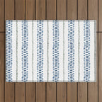 Navy Blue And Sage Green on White Outdoor Rug Gallery Image 1
