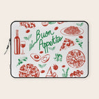 Buon Appetito Italian Food Doodles Illustration Laptop Sleeve Gallery Image 1