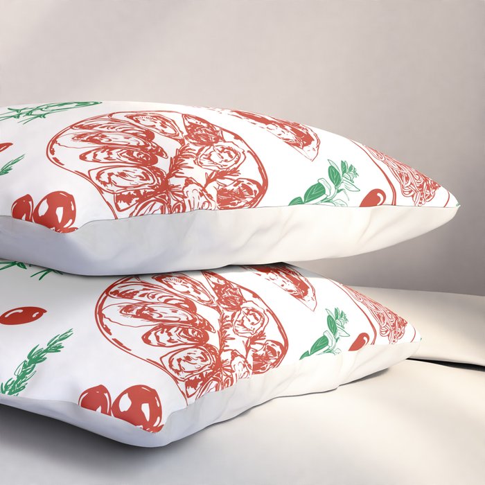 Buon Appetito Italian Food Doodles Illustration Pillow Sham Gallery Image 3