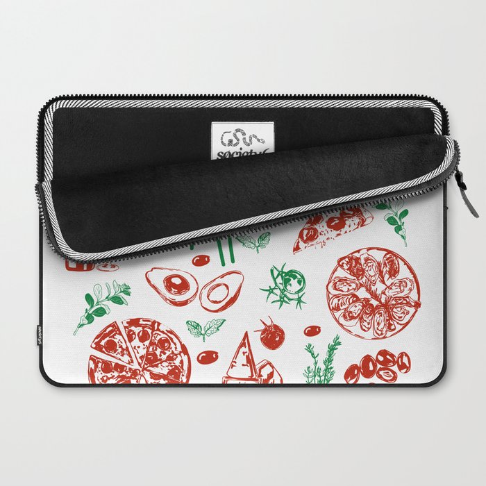 Buon Appetito Italian Food Doodles Illustration Laptop Sleeve Gallery Image 2