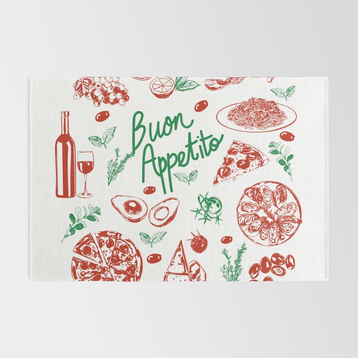 Buon Appetito Italian Food Doodles Illustration Rug Gallery Image 2