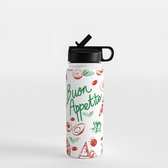 Buon Appetito Italian Food Doodles Illustration Water Bottle Gallery Image 1