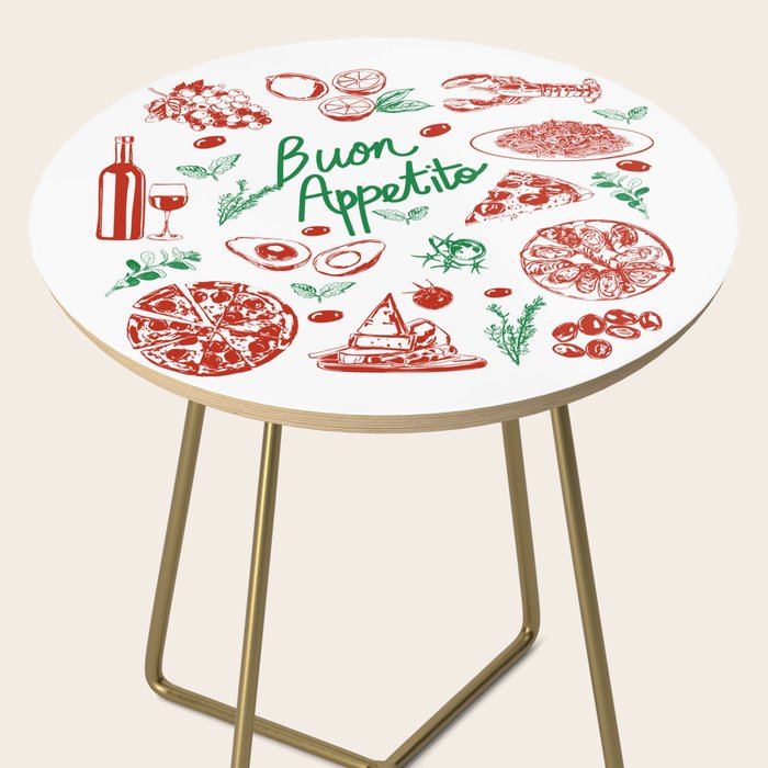 Buon Appetito Italian Food Doodles Illustration Side Table Gallery Image 2