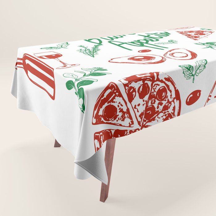 Buon Appetito Italian Food Doodles Illustration Tablecloth Gallery Image 1