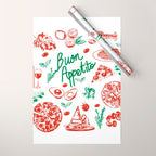 Buon Appetito Italian Food Doodles Illustration Wrapping Paper Gallery Image 1