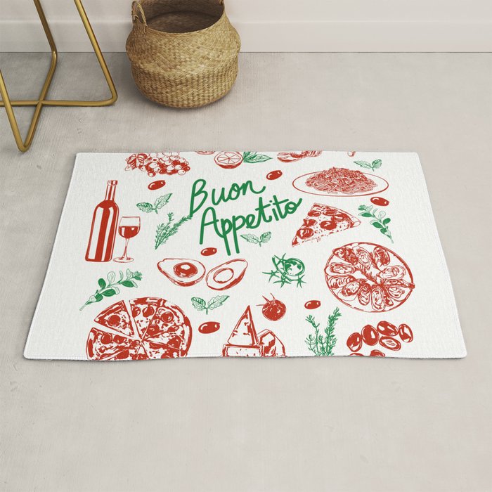 Buon Appetito Italian Food Doodles Illustration Rug Gallery Image 1