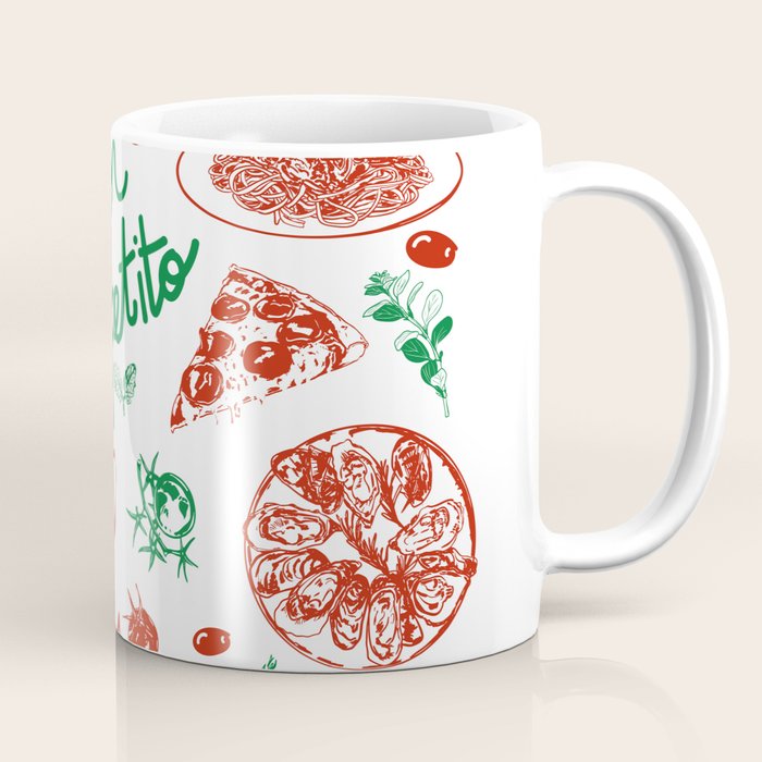 Buon Appetito Italian Food Doodles Illustration Coffee Mug Gallery Image 1