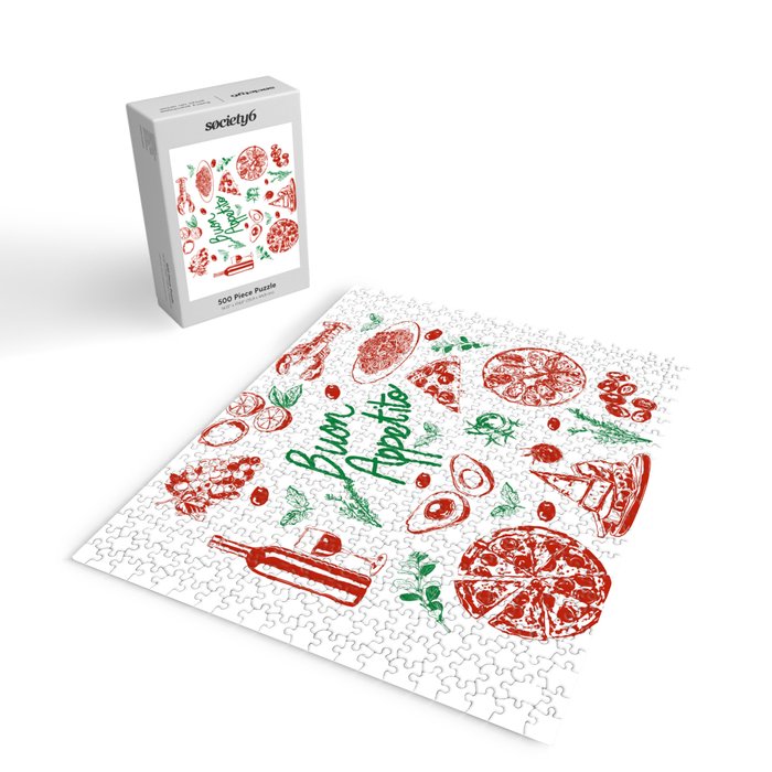 Buon Appetito Italian Food Doodles Illustration Jigsaw Puzzle Gallery Image 2