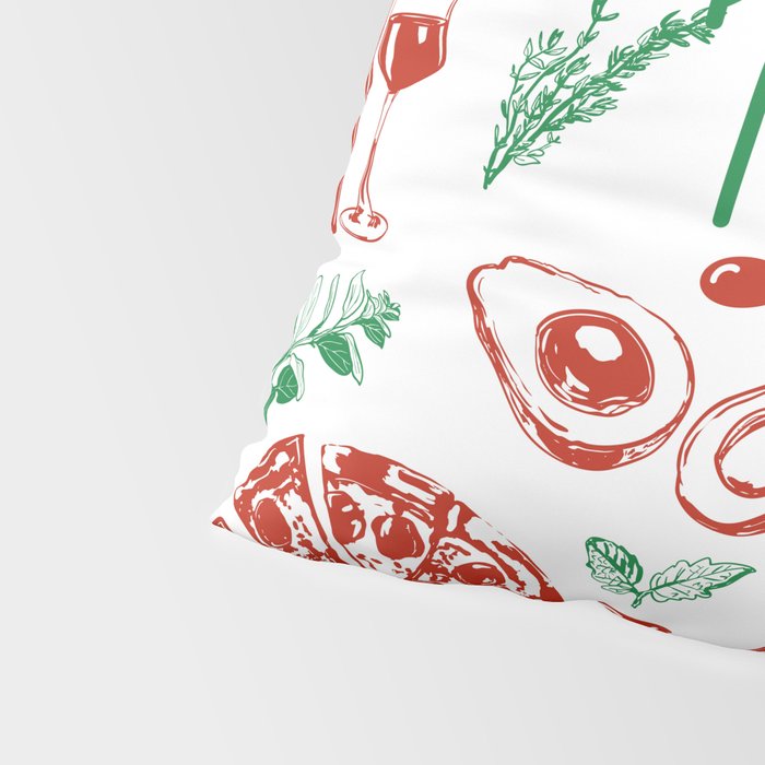 Buon Appetito Italian Food Doodles Illustration Pillow Sham Gallery Image 4