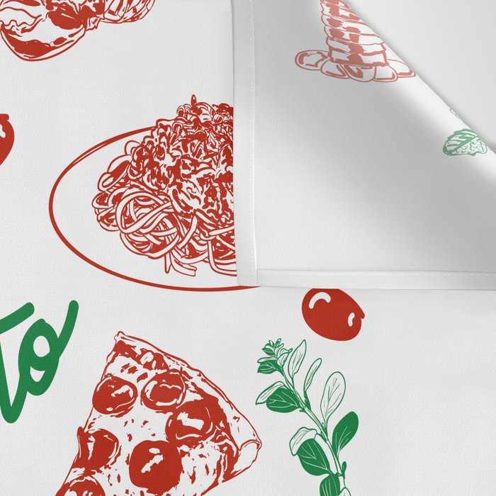 Buon Appetito Italian Food Doodles Illustration Wall Tapestry Gallery Image 3