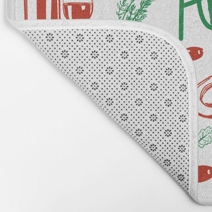 Buon Appetito Italian Food Doodles Illustration Bath Mat Gallery Image 2