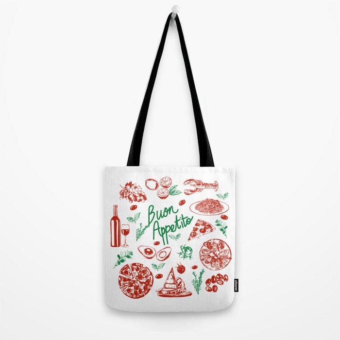 Buon Appetito Italian Food Doodles Illustration Tote Bag Gallery Image 2